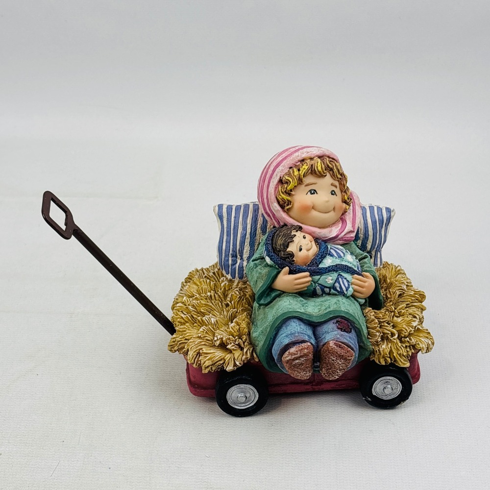 Button Jar Kidsβ Christmas Pageant Figure Mary & Baby Jesus Wagon Sandy Tuzinski